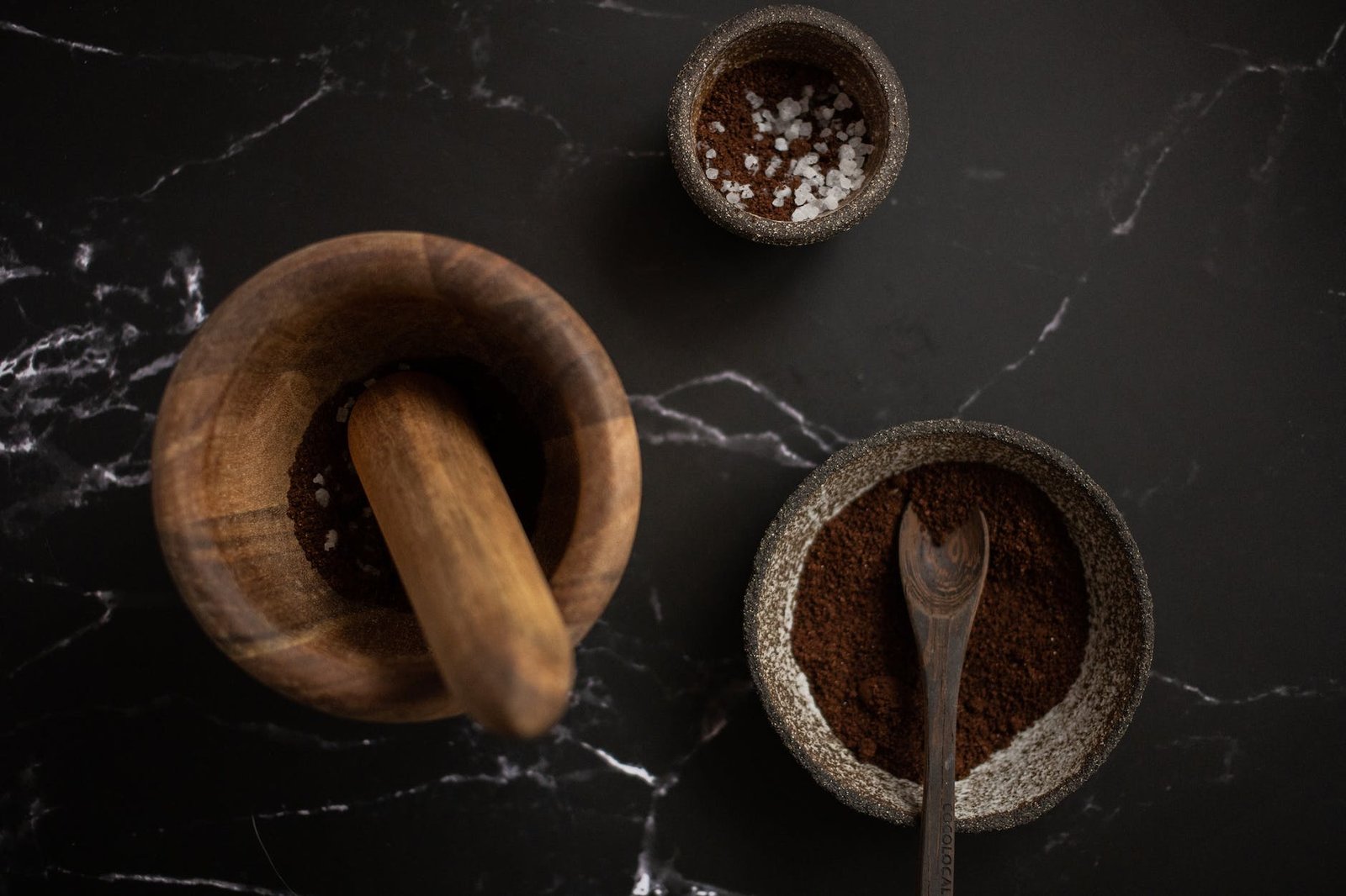 wooden mortar and pestle set