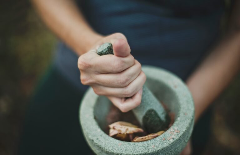 mortar and pestle for grinding herbs